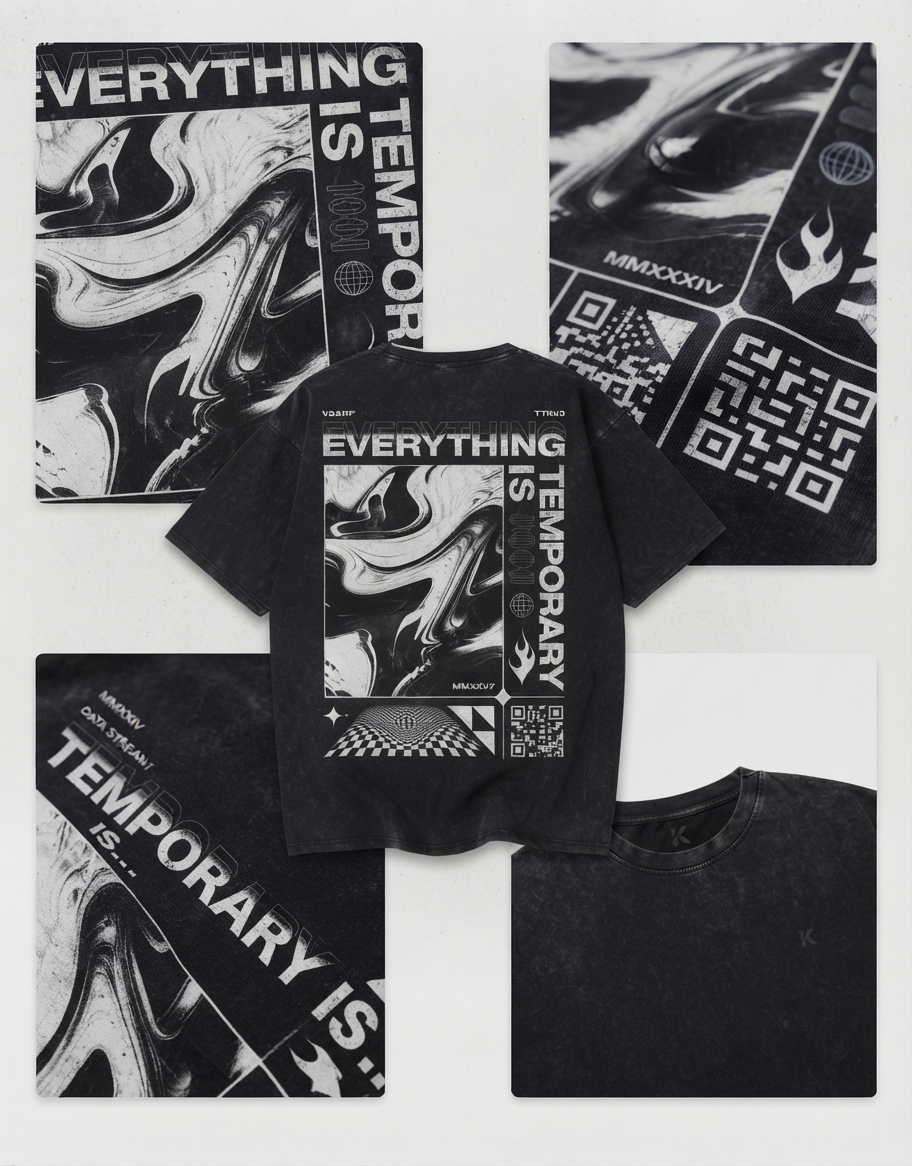 "Everything Is Temporary" Vintage Black Oversized Tee