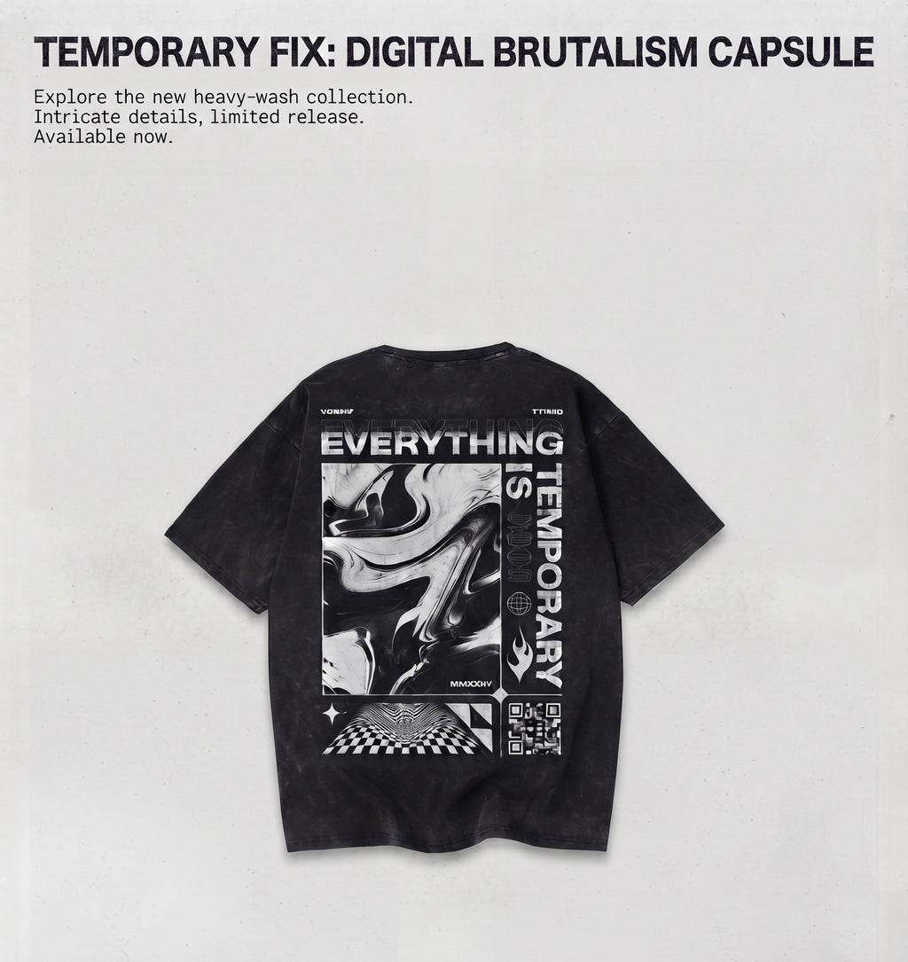 "Everything Is Temporary" Vintage Black Oversized Tee