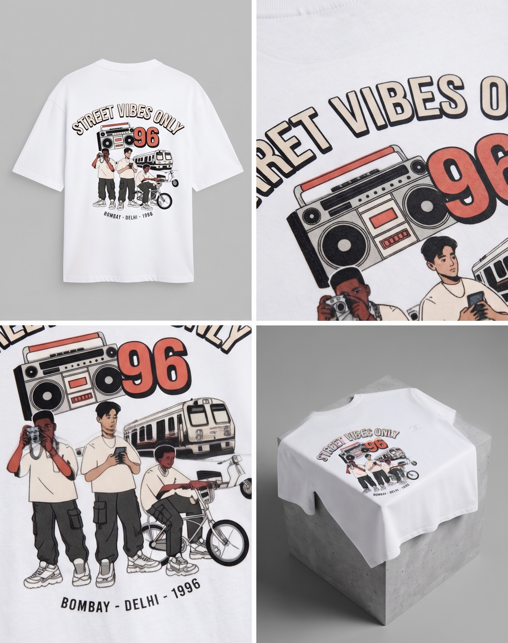 Bombay-Delhi '96 Vintage Print Oversized T-Shirt
