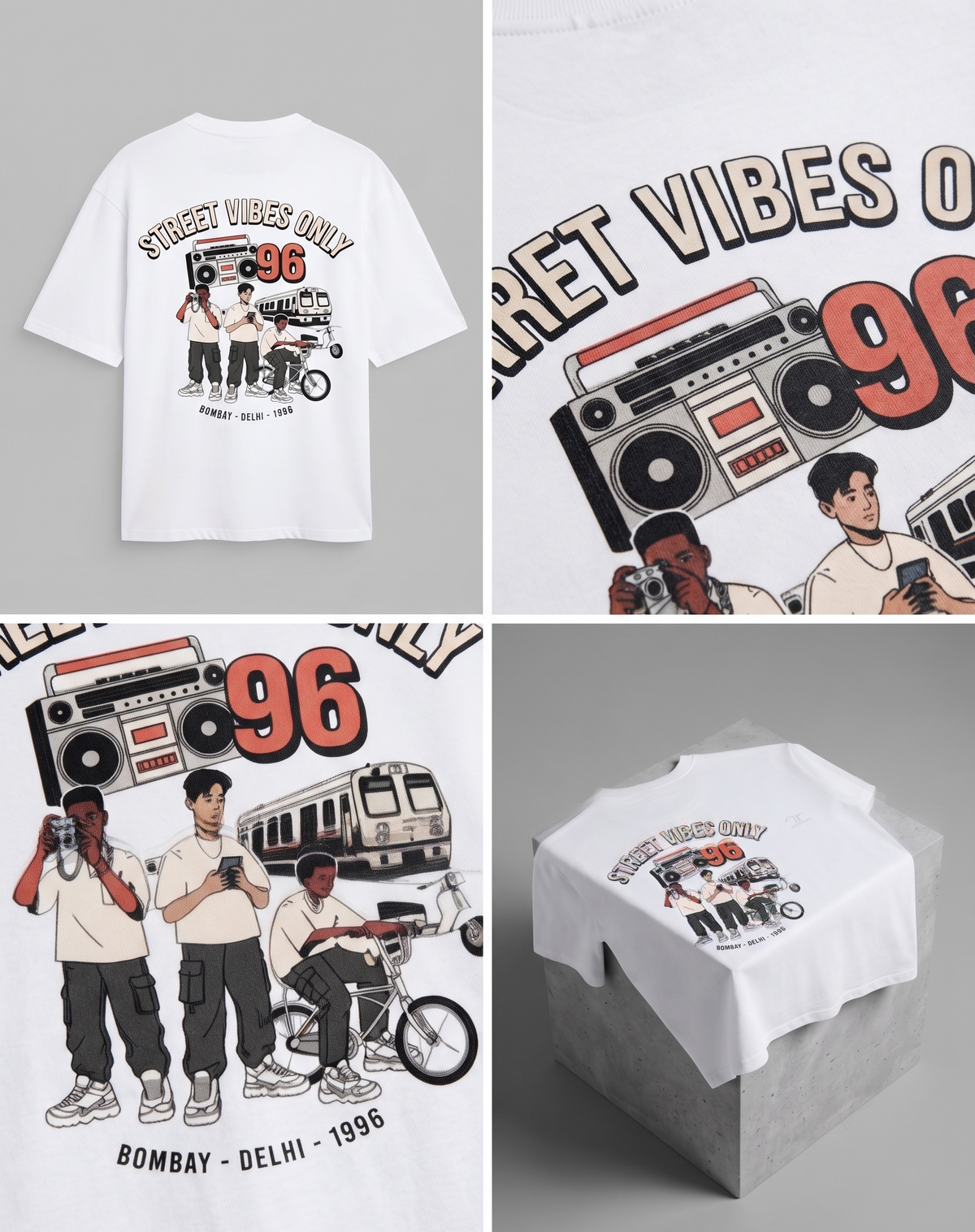 Bombay-Delhi '96 Vintage Print Oversized T-Shirt